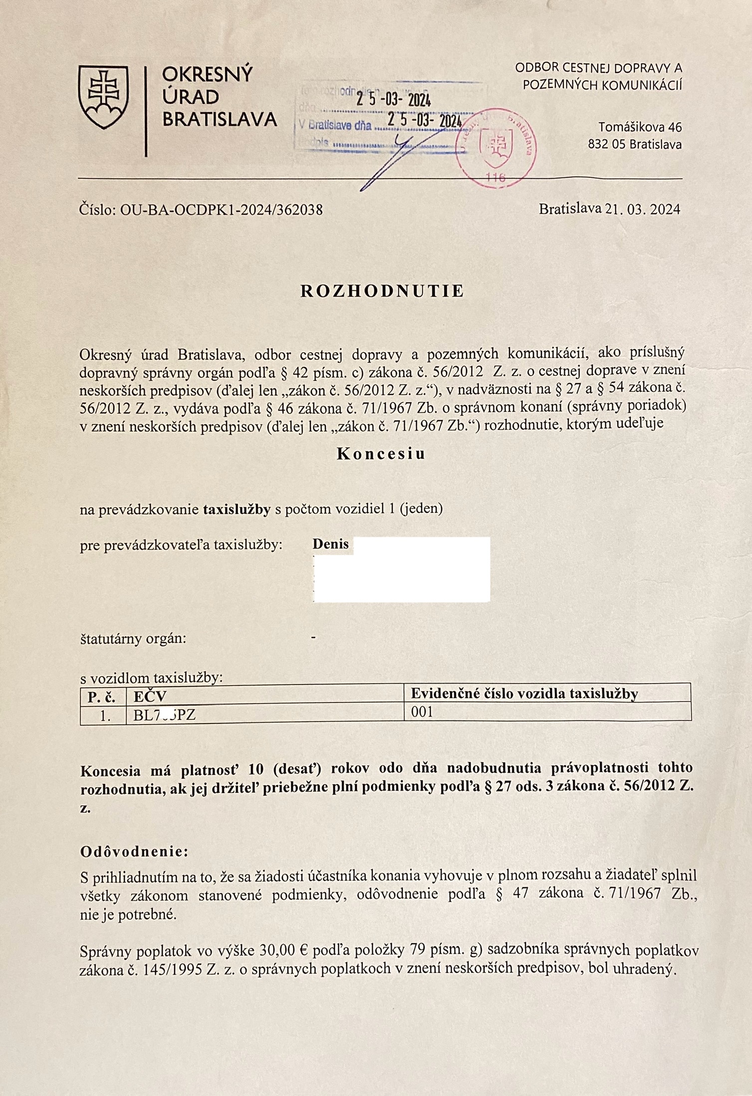 Koncesia taxislužby